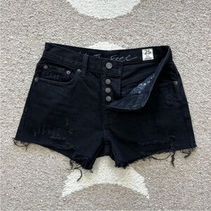We The Free Size 25 Sofia Button Fly Black Distressed Denim Shorts Free People